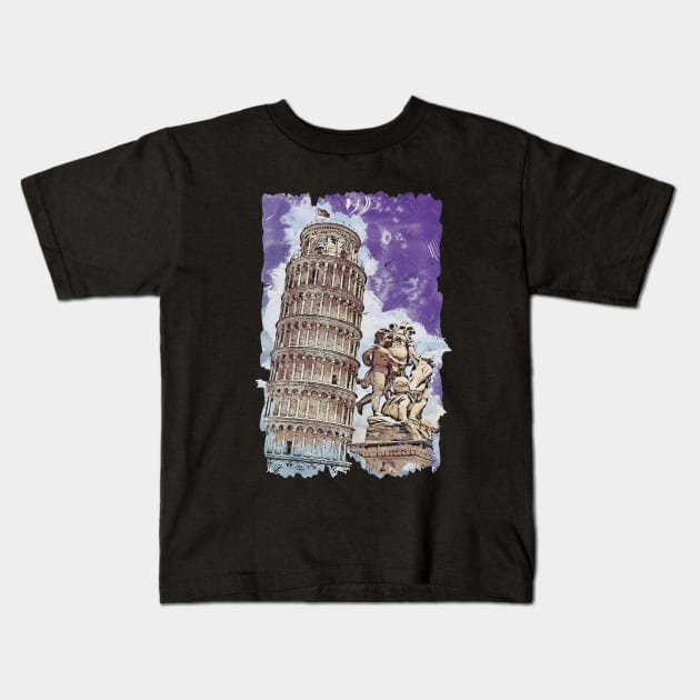 Leaning Tower of Pisa Kids T-Shirt by KMSbyZet